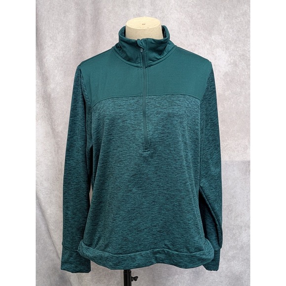 Avia Tops - Avia Womens Teal Quarter Zip Pullover Fleece Lined Mock Neck Large 12-14